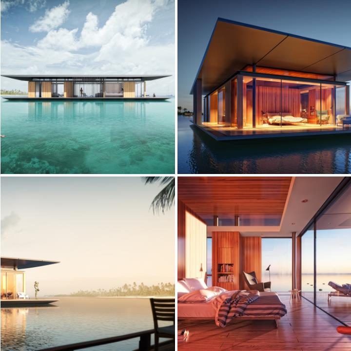 Floating House - плавучий дом объединяет в себе роскошный дизайн и минимализм