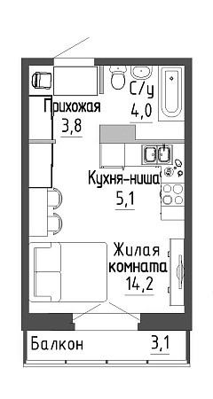 Продажа квартиры студии в г.Екатеринбург, Екатеринбург, ул Тюльпановая, 27.07 кв. м., 5 этаж, 4152000 руб. от застройщика. Сдача III квартал 2024. Жилой Комплекс «Зеленая горка»
